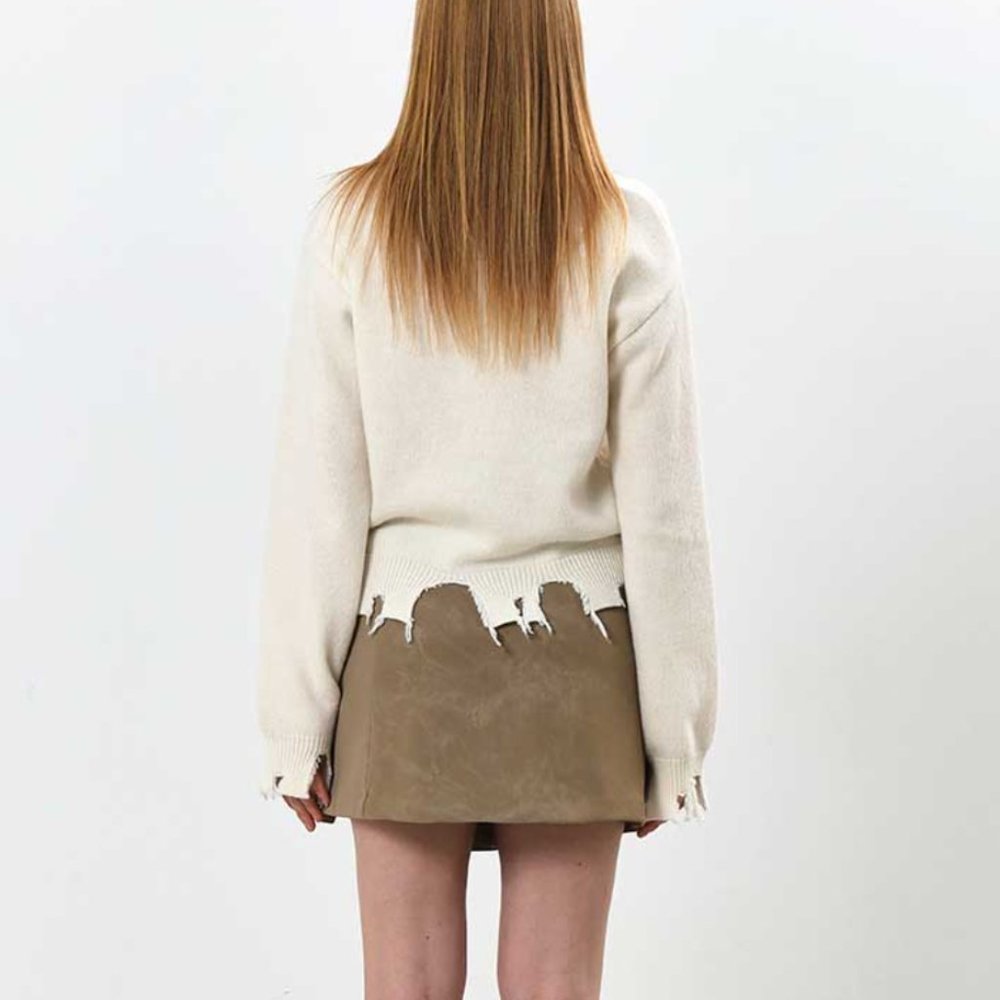 Distressed Ivory Sweater - Picture 3 of 3